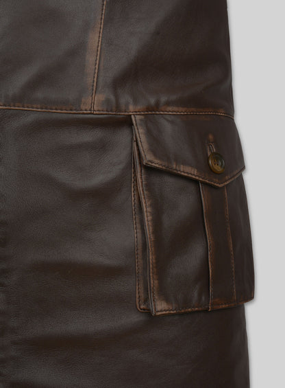 Rubbed Brown Will Smith I Robot Leather Trench Coat