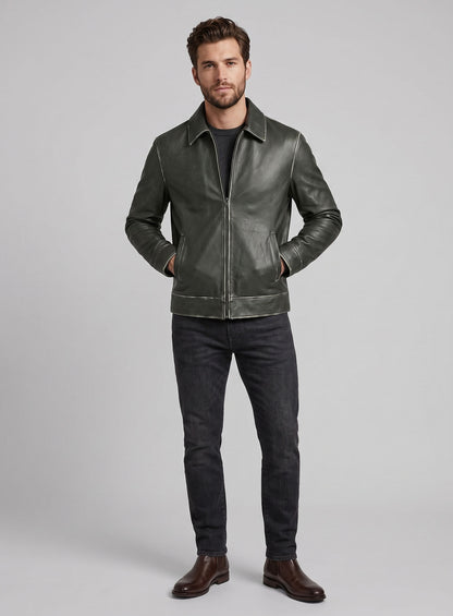 Rubbed Charcoal Jason Bateman Leather Jacket