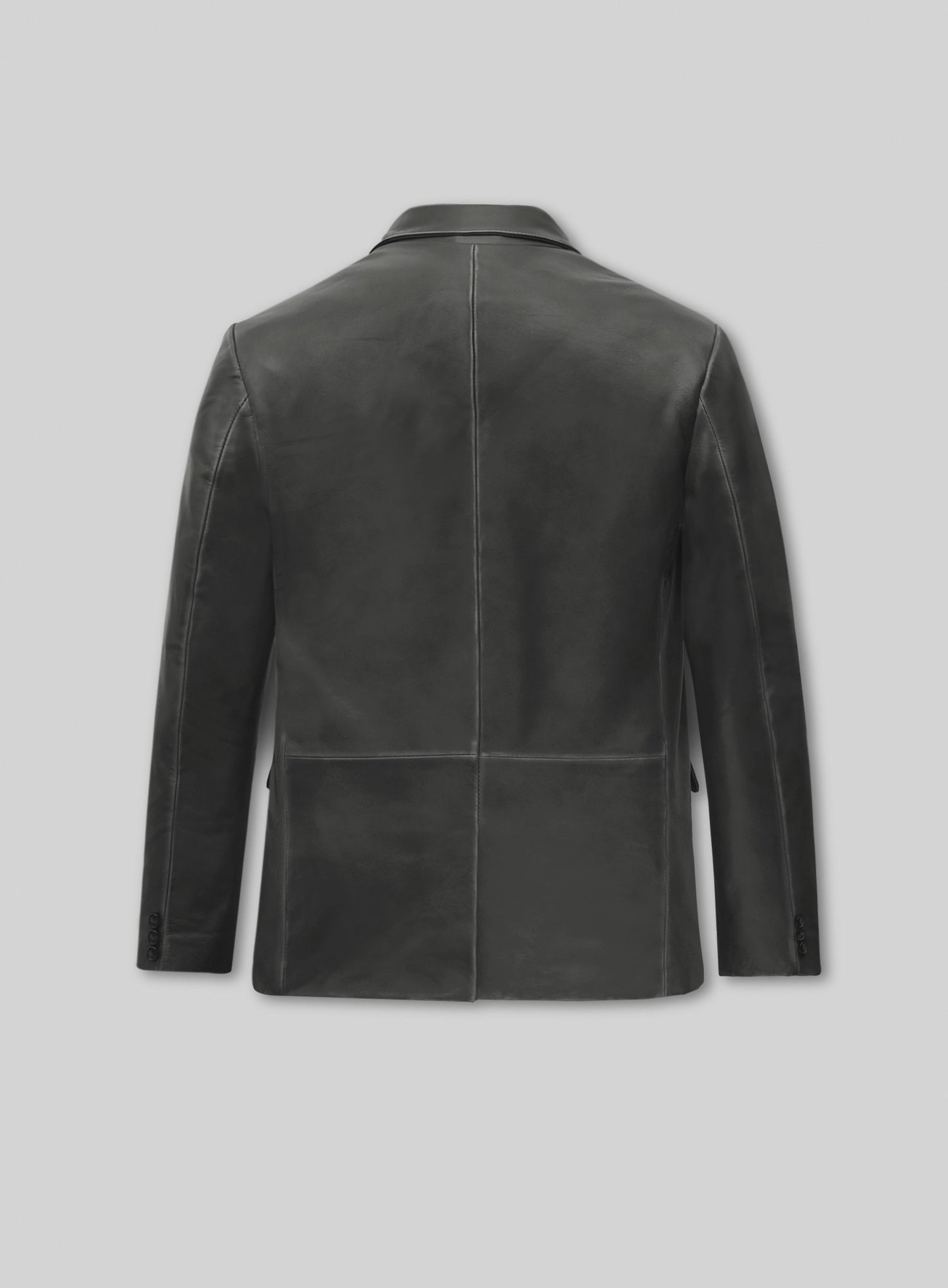 Rubbed Charcoal Leather Blazer
