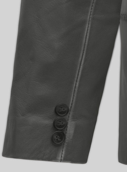 Rubbed Charcoal Medieval Leather Blazer