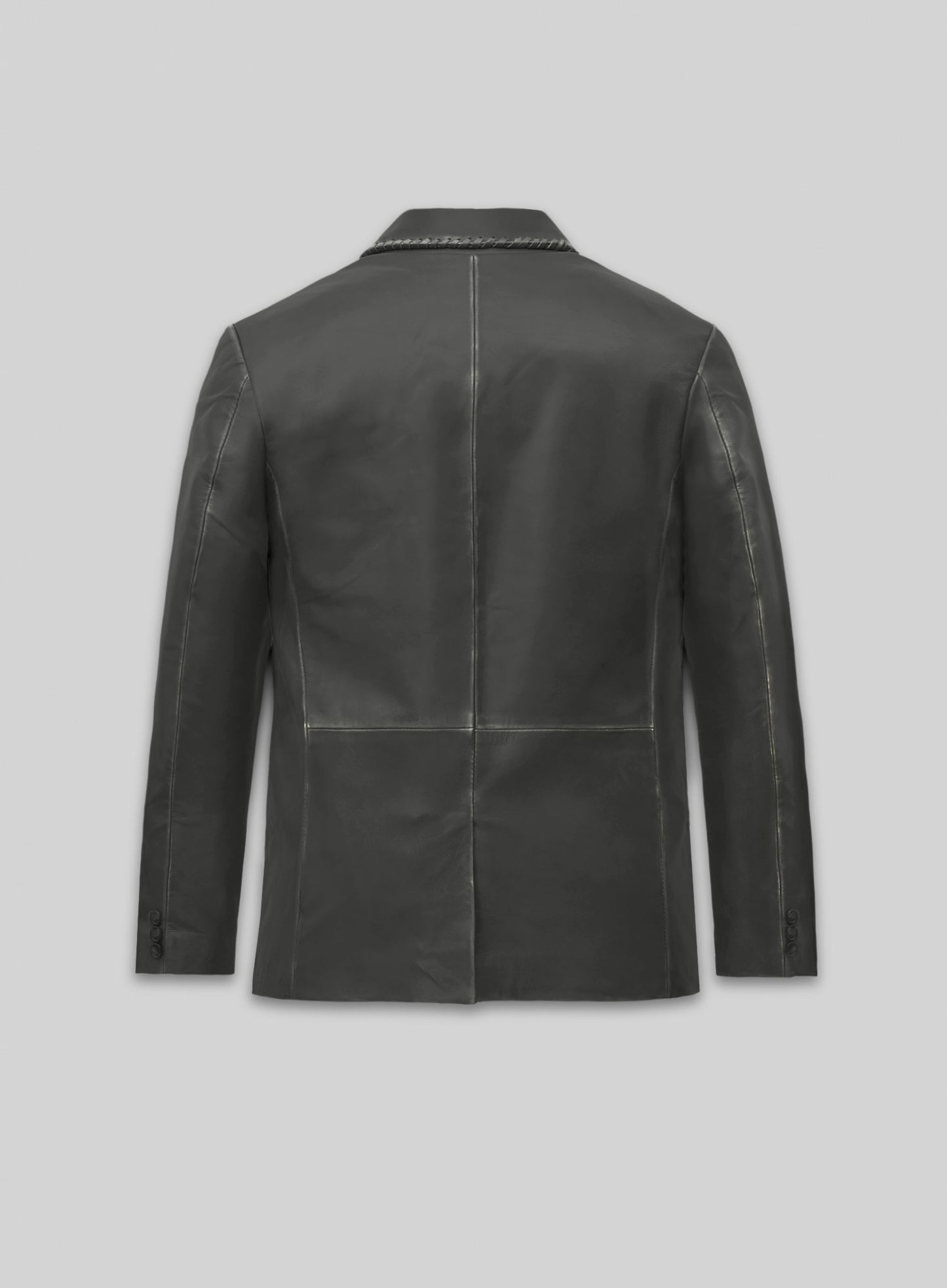 Rubbed Charcoal Medieval Leather Blazer