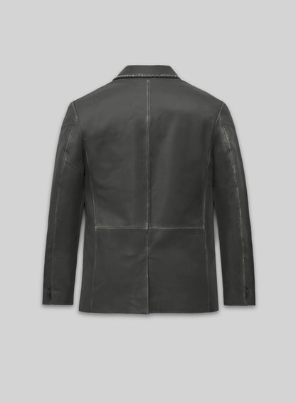 Rubbed Charcoal Medieval Leather Blazer