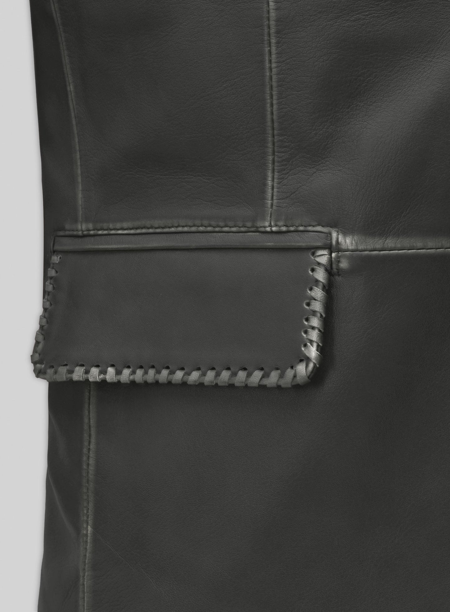 Rubbed Charcoal Medieval Leather Blazer