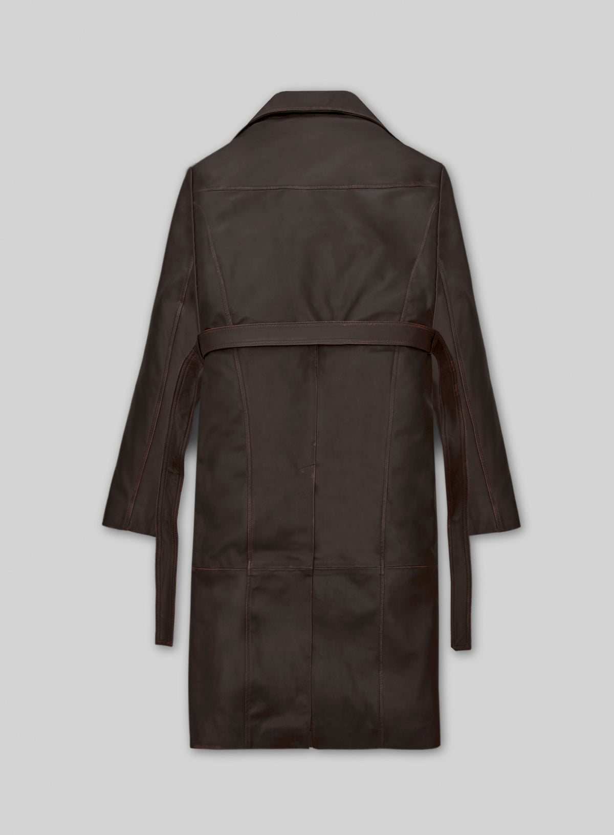 Rubbed Dark Brown Alpine Leather Long Coat