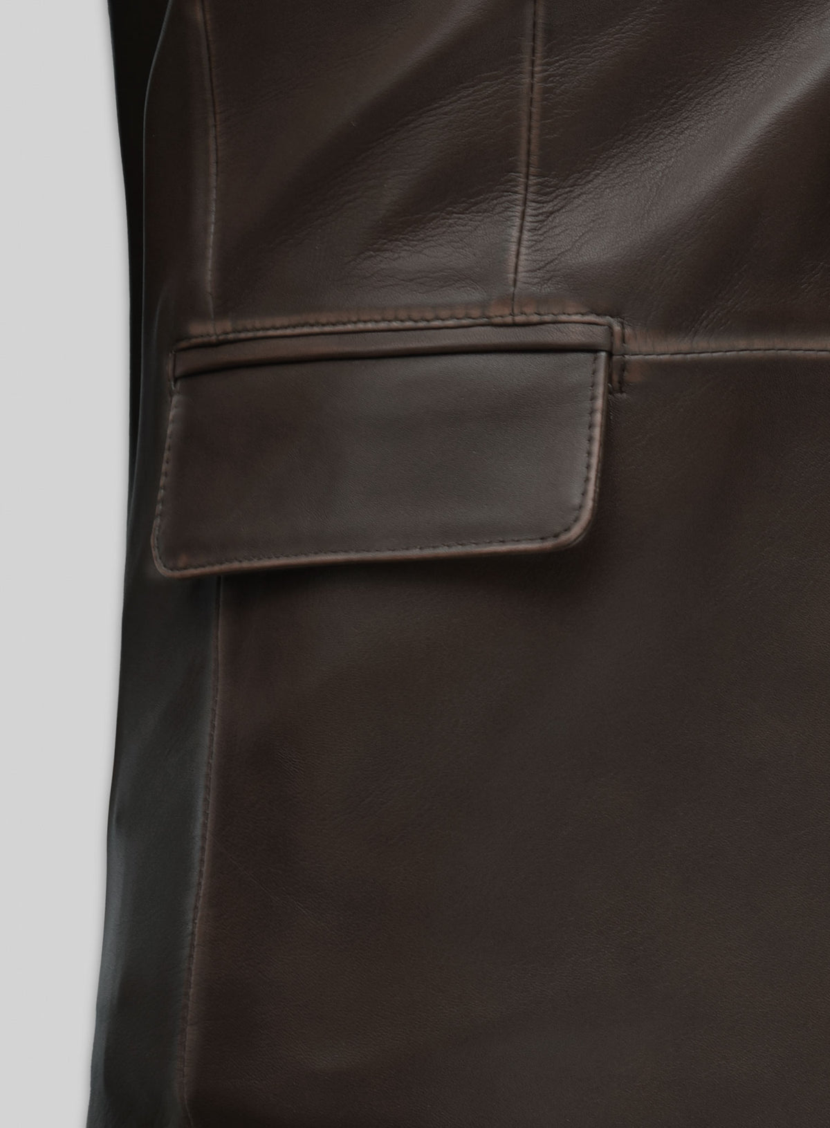 Rubbed Dark Brown Leather Blazer