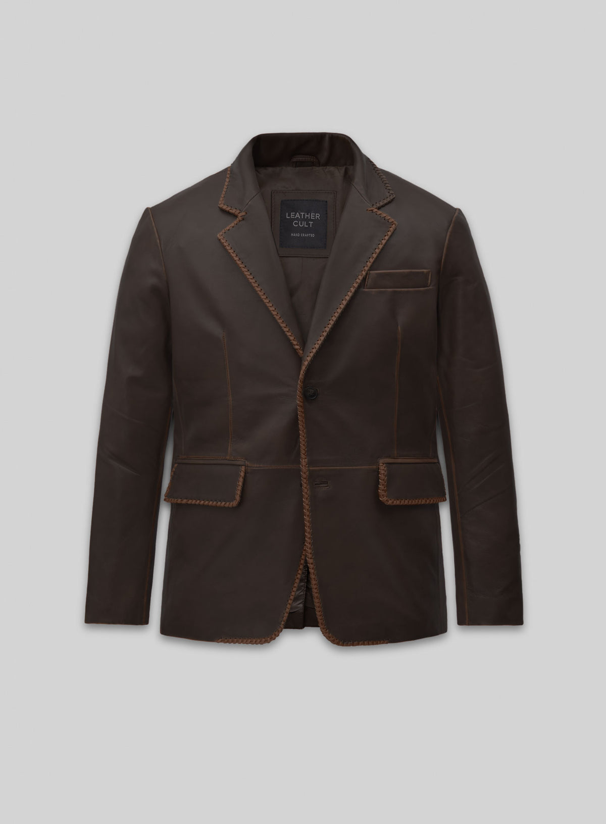 Rubbed Dark Brown Medieval Leather Blazer
