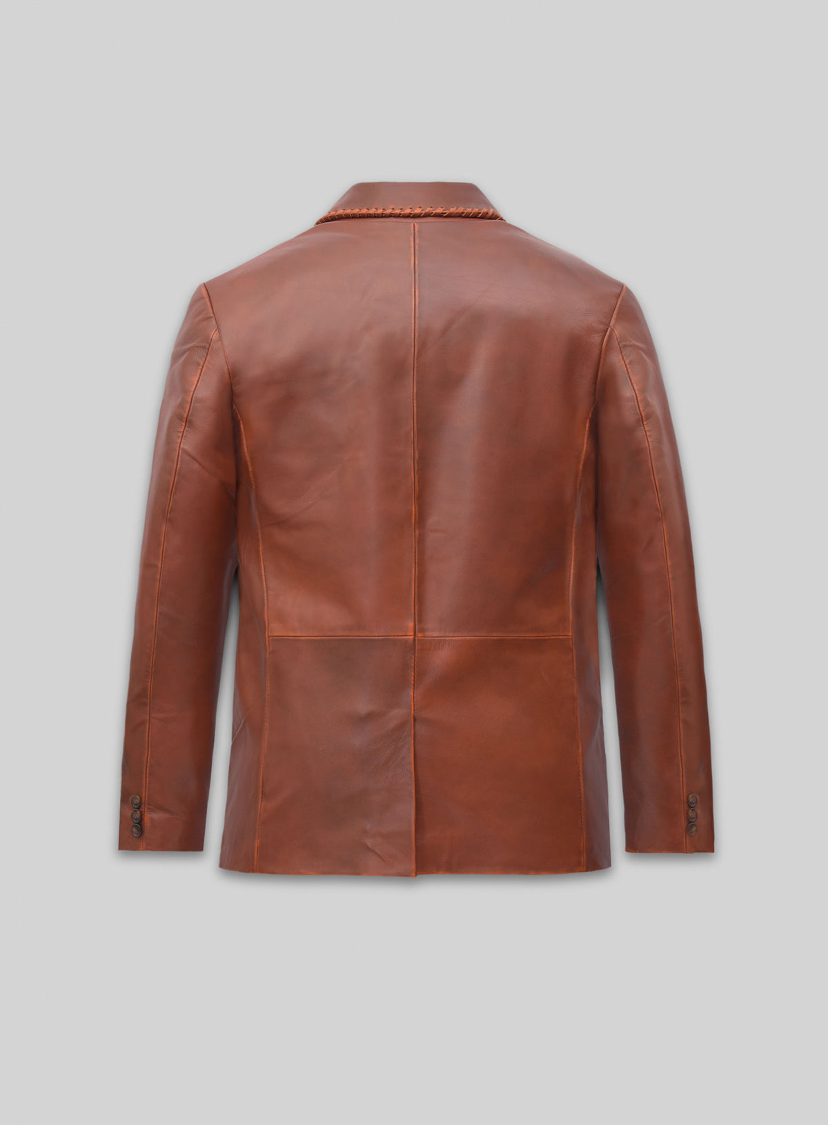 Rubbed Tan Brown Leather Blazer