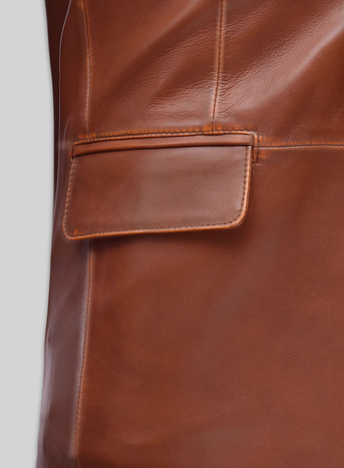 Rubbed Tan Brown Leather Blazer