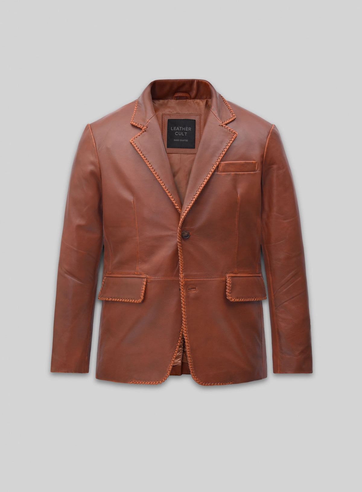 Rubbed Tan Brown Medieval Leather Blazer