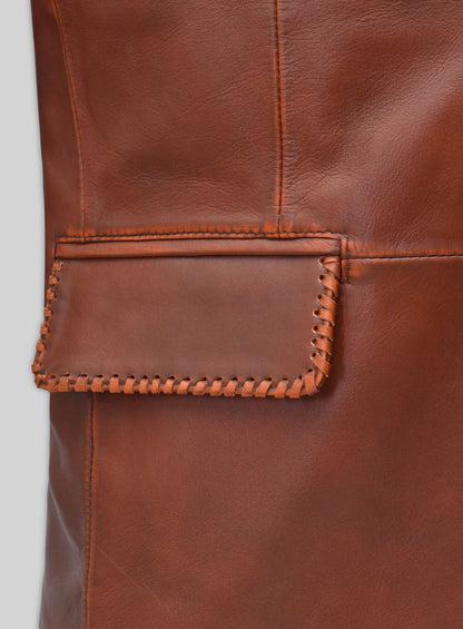 Rubbed Tan Brown Medieval Leather Blazer