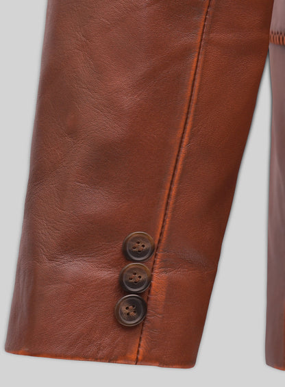 Rubbed Tan Brown Medieval Leather Blazer