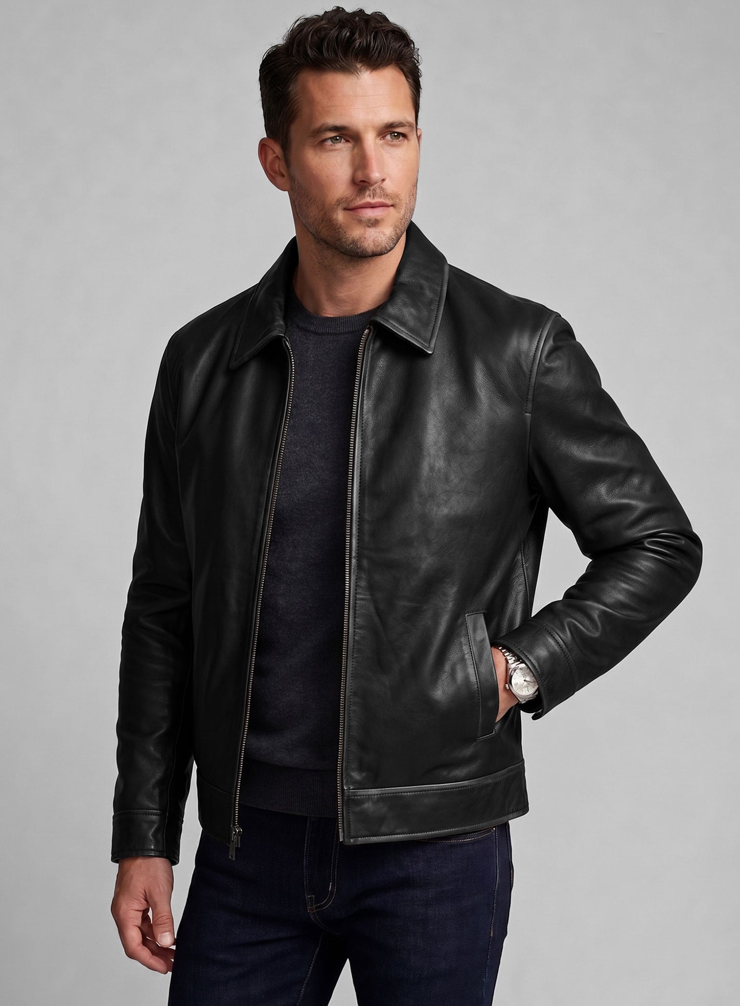 Rubbed Black Jason Bateman Leather Jacket