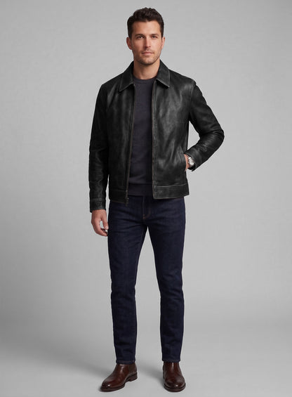 Rubbed Black Jason Bateman Leather Jacket