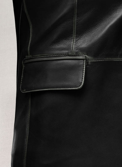 Rubbed Black Leather Blazer - LeatherCult