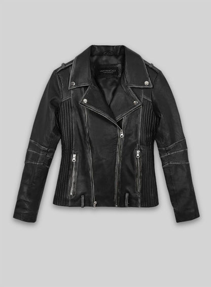 Rubbed Black Leather Jacket # 234