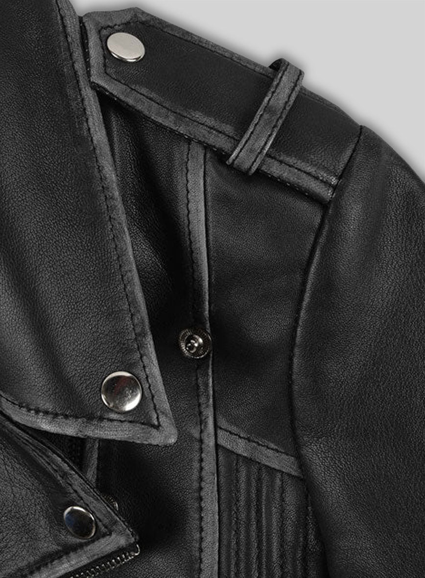Rubbed Black Leather Jacket # 234