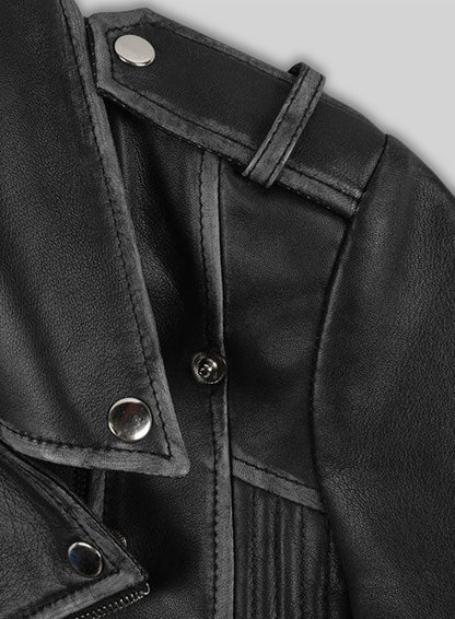 Rubbed Black Leather Jacket # 234