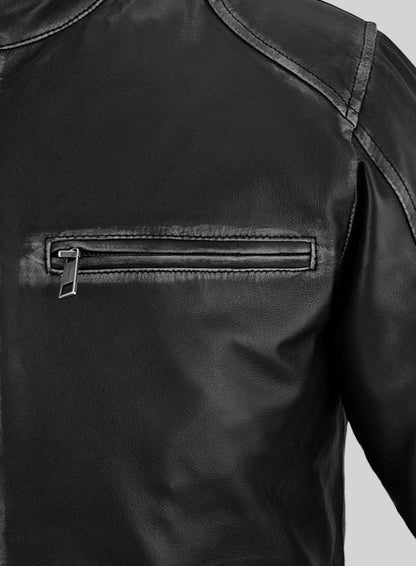 Rubbed Black Leather Jacket # 654 - LeatherCult