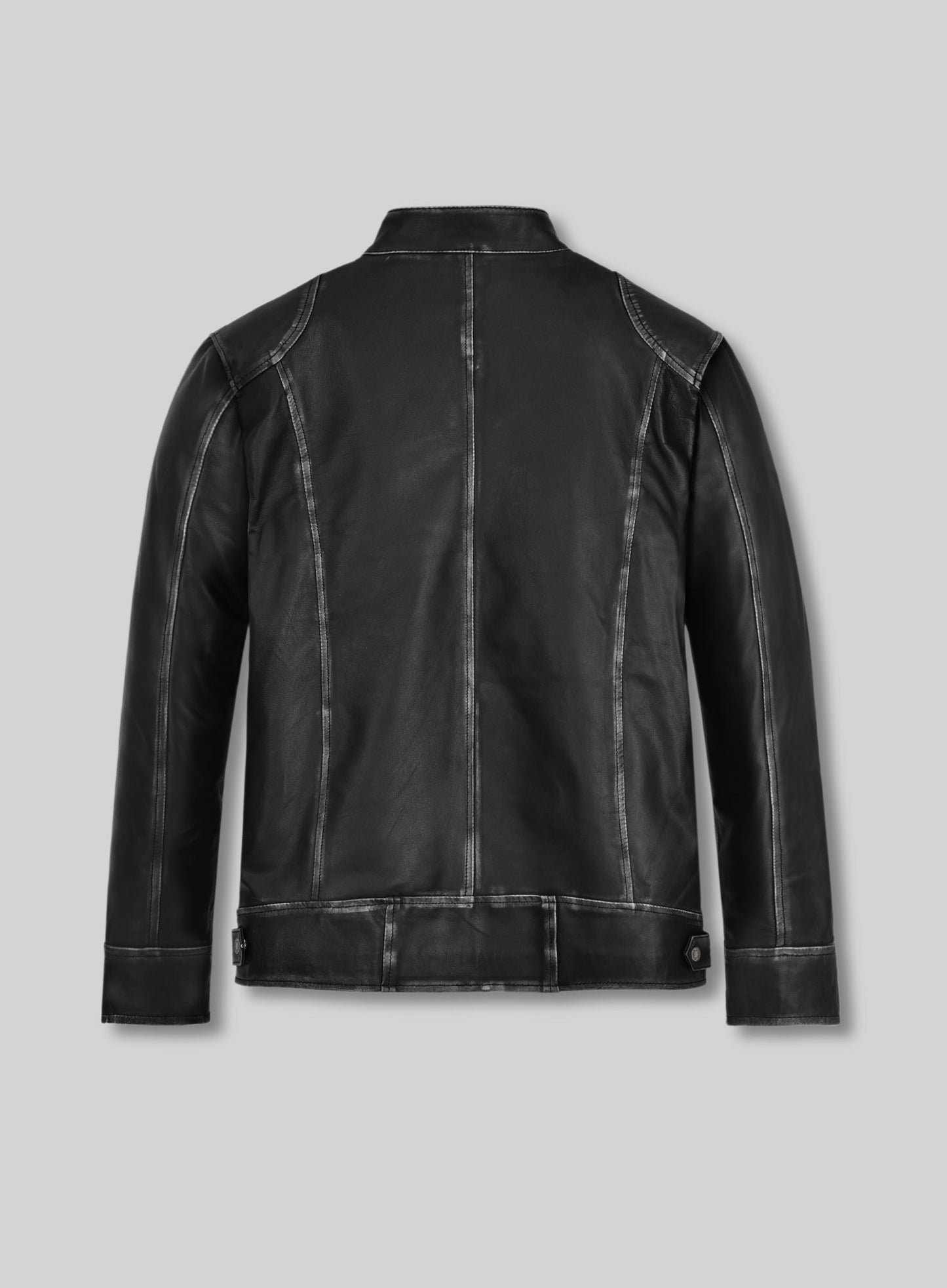 Rubbed Black Leather Jacket # 654