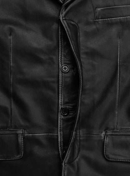 Rubbed Black Will Smith Leather Blazer