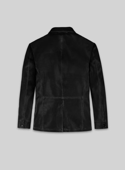 Rubbed Black Will Smith Leather Blazer