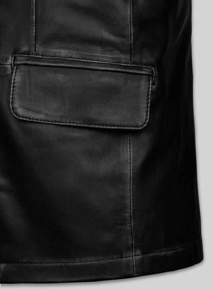 Rubbed Black Will Smith Leather Blazer