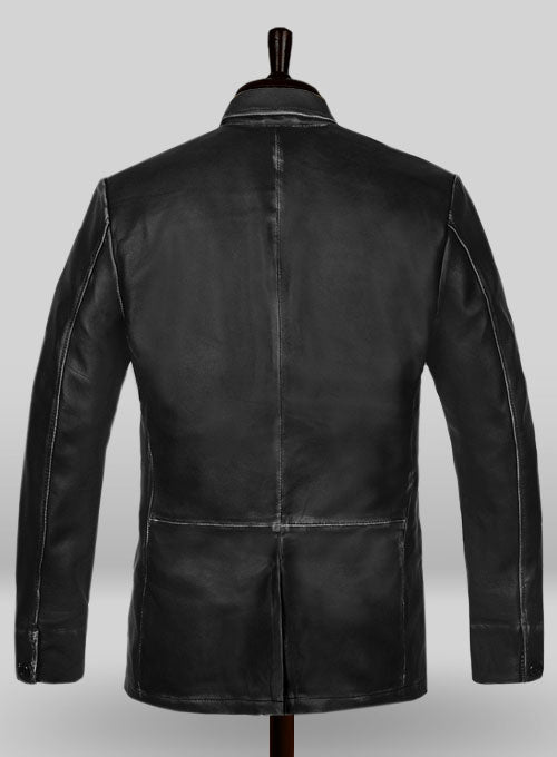 Rubbed Black Will Smith Leather Blazer - LeatherCult