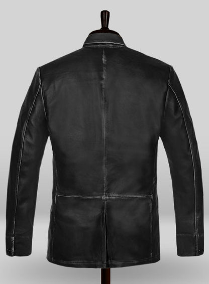 Rubbed Black Will Smith Leather Blazer - LeatherCult