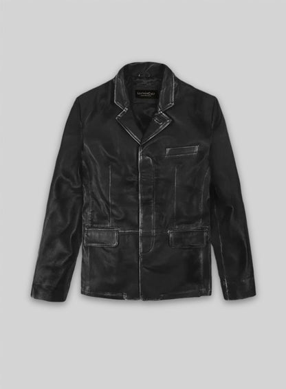 Rubbed Black Will Smith Leather Blazer