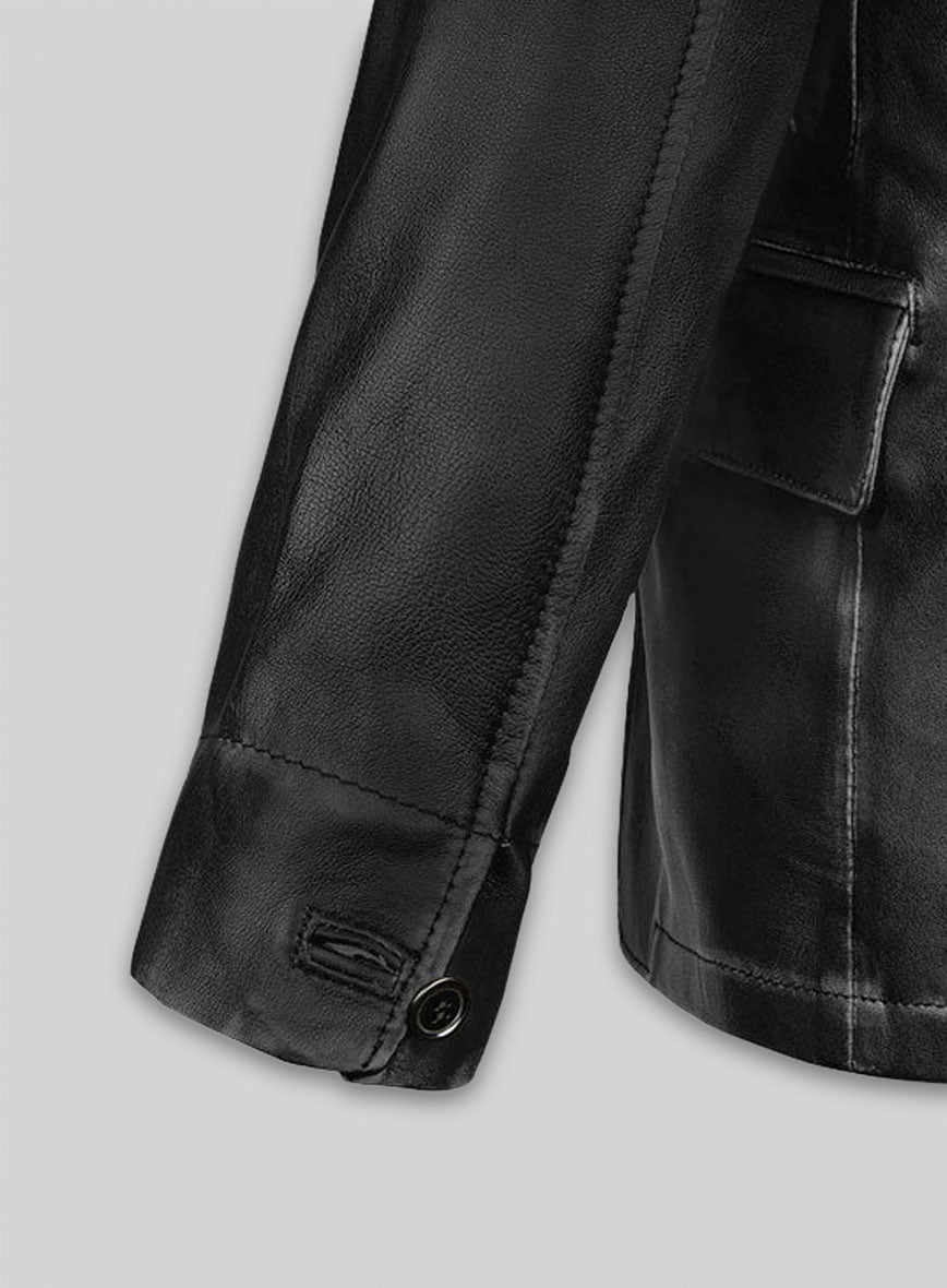 Rubbed Black Will Smith Leather Blazer