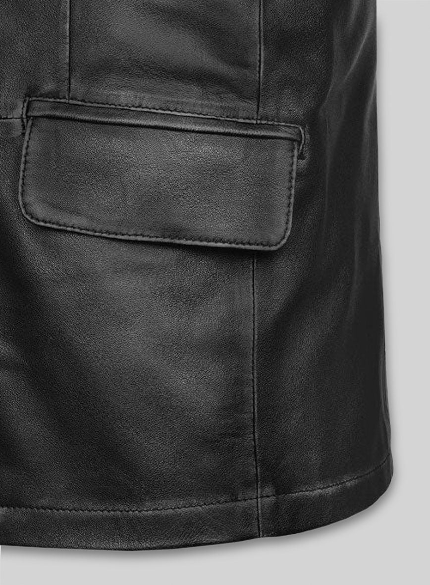 Rubbed Black Will Smith Leather Blazer