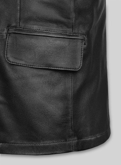 Rubbed Black Will Smith Leather Blazer
