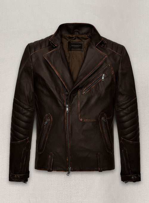 Rubbed Brown David Leather Jacket - LeatherCult