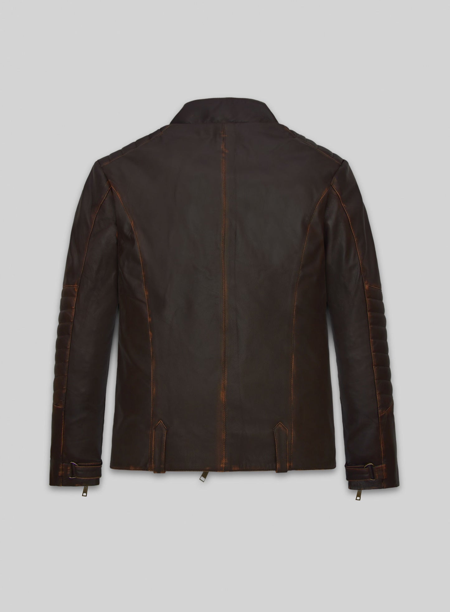 Rubbed Brown David Leather Jacket