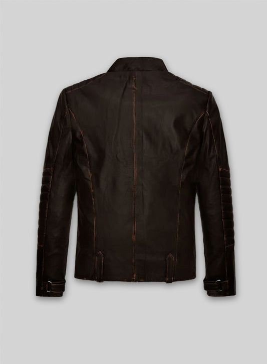 Rubbed Brown David Leather Jacket