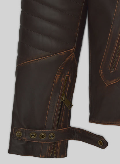 Rubbed Brown David Leather Jacket