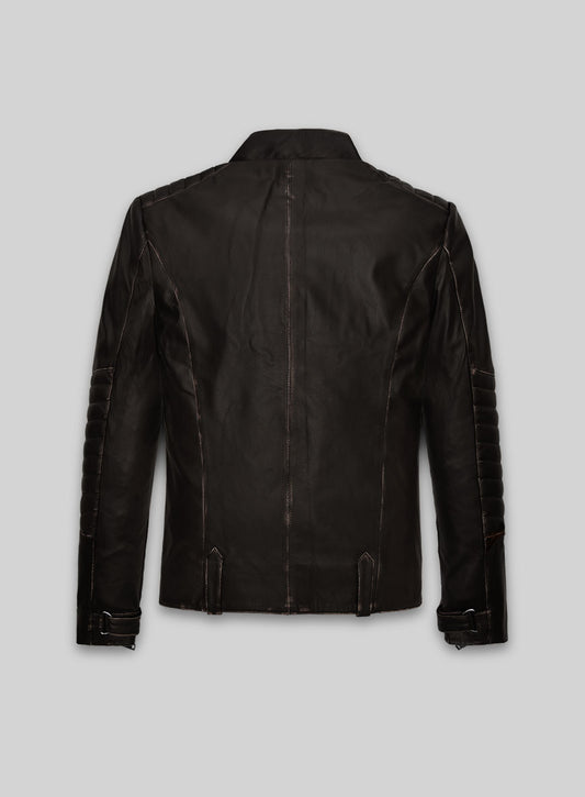 Rubbed Brown David Leather Jacket