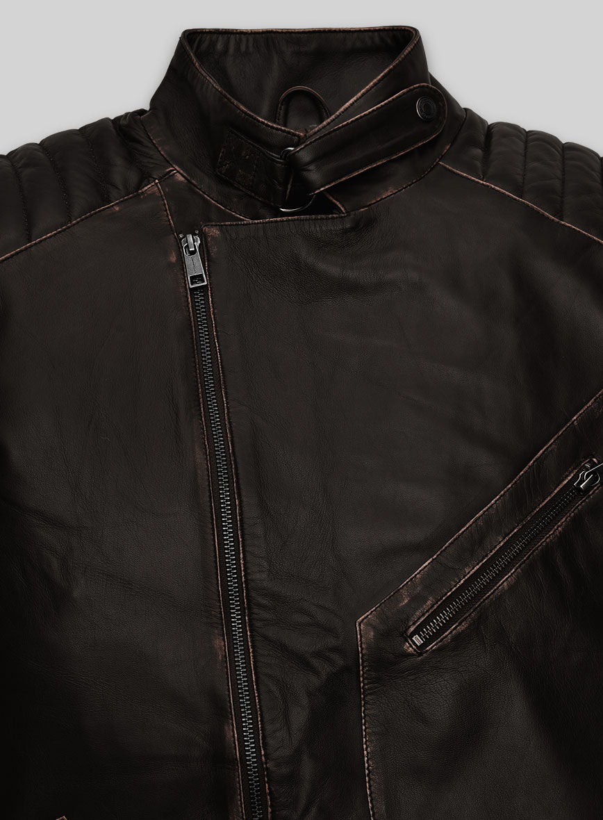 Rubbed Brown David Leather Jacket