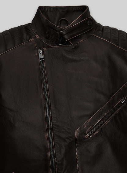 Rubbed Brown David Leather Jacket