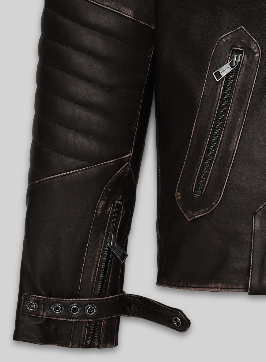 Rubbed Brown David Leather Jacket