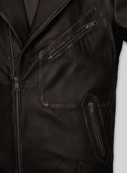Rubbed Brown David Leather Jacket
