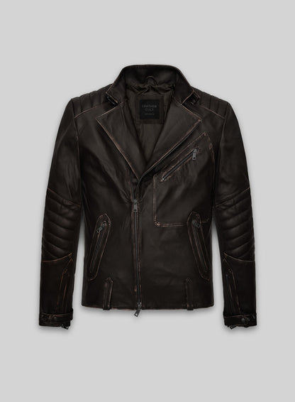 Rubbed Brown David Leather Jacket