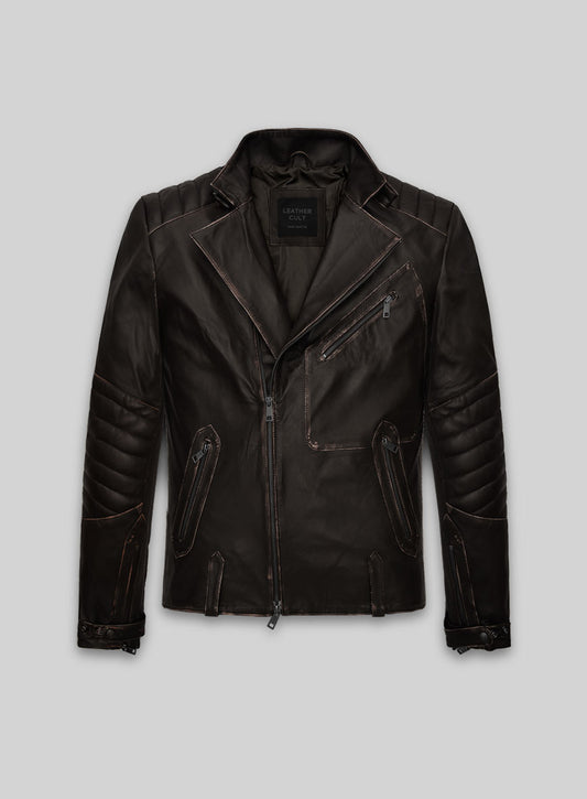 Rubbed Brown David Leather Jacket