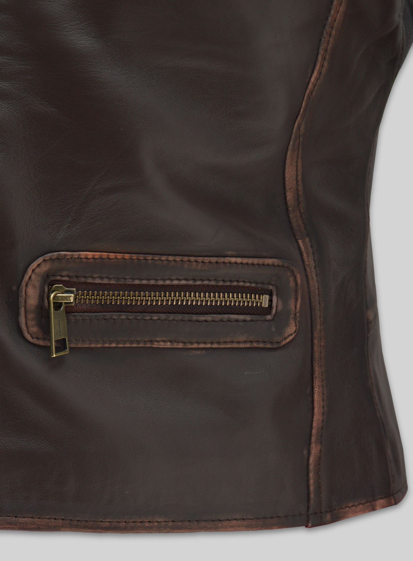 Rubbed Brown Leather Jacket # 287