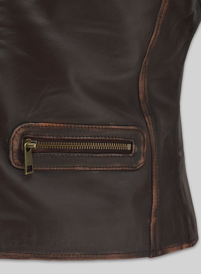 Rubbed Brown Leather Jacket # 287