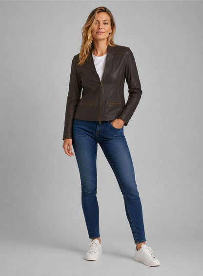 Rubbed Brown Leather Jacket # 287