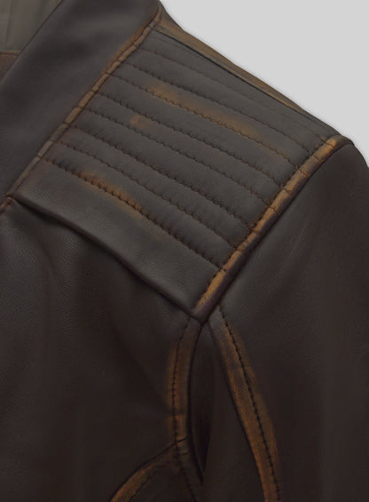Rubbed Brown Leather Jacket # 287