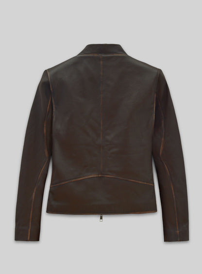 Rubbed Brown Leather Jacket # 287