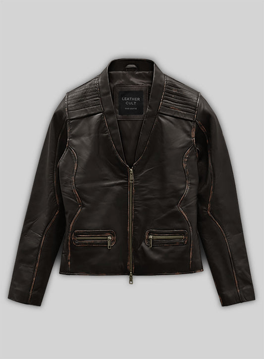 Rubbed Brown Leather Jacket # 287