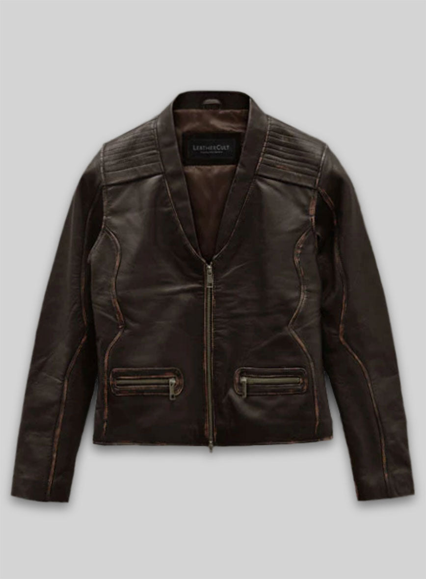 Rubbed Brown Leather Jacket # 287